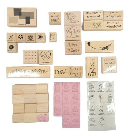Stampin Up Stamps Lot Of 35 Wood Rubber Mounted Scrapbooking Arts Crafts Cards - Picture 1 of 10